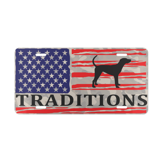 Flag Hound Traditions Metal License Plate - coonhoundin