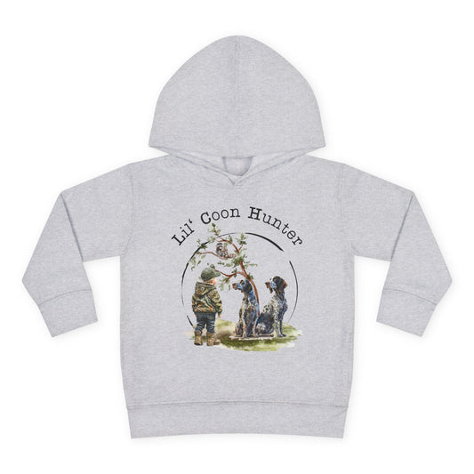 Toddler Hoodie — "Lil' Coon Hunter" Kids Pullover Fleece Hooded Sweatshirt - coonhoundin