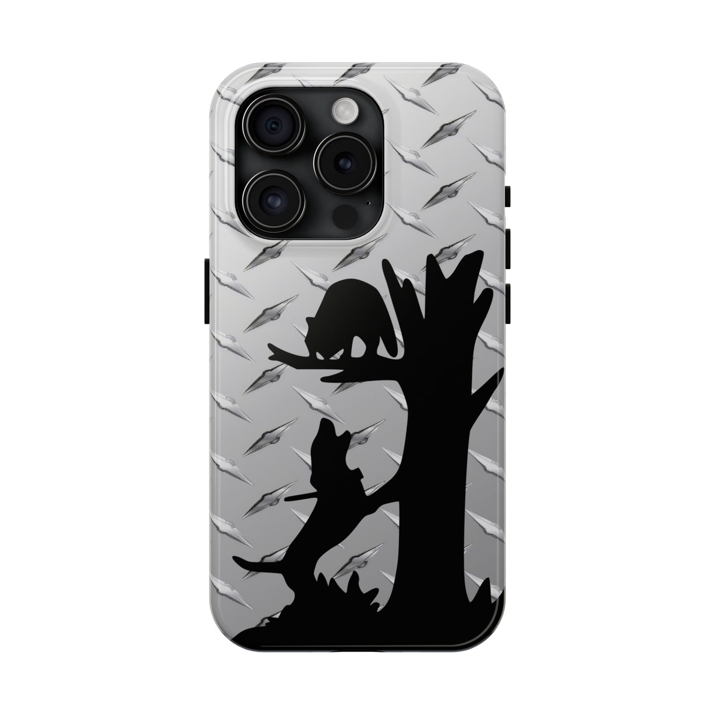 Tough Phone Case for iPhone 15, Pro, Mini, Pro Max Diamond Plate Coon Hunting - coonhoundin