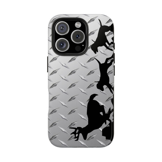 Diamond Plate Hounds Chasing Deer Hunting Tough Phone Cases for iPhone 16 - coonhoundin