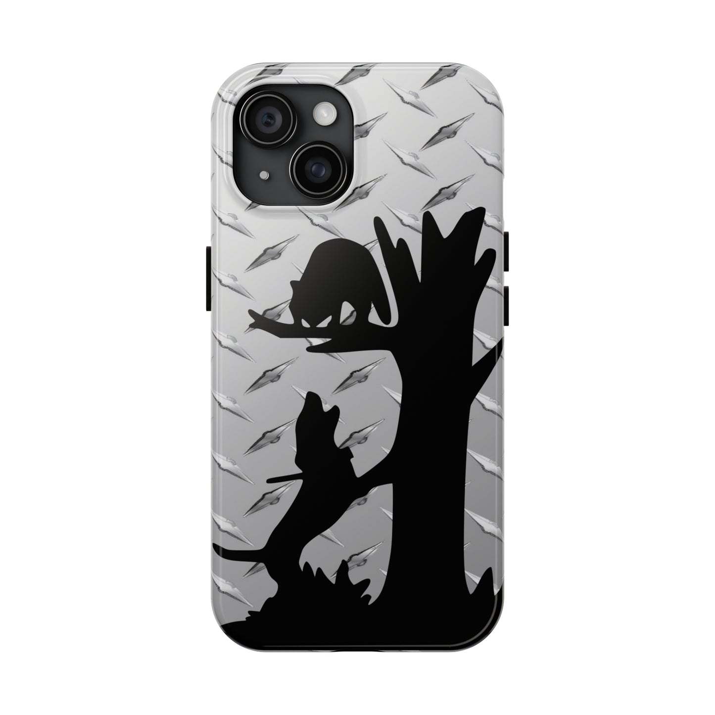 Tough Phone Case for iPhone 15, Pro, Mini, Pro Max Diamond Plate Coon Hunting - coonhoundin