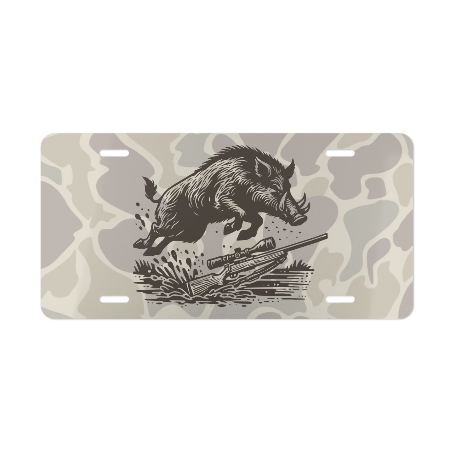 Camouflage Hog Hunting Vanity Plate