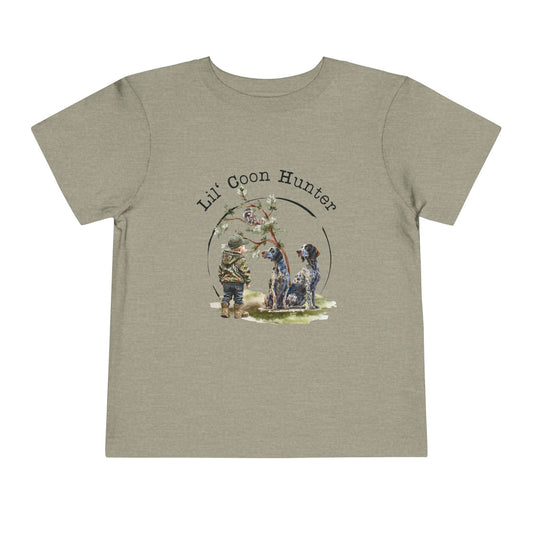 Lil' Coon Hunter Toddler Tee — Cute Kids Hunting Dog Shirt - coonhoundin