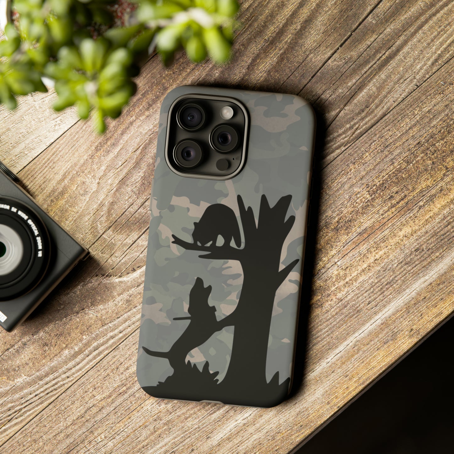 Treed Coon Vintage Camo Tough Cases for iPhone 15, 15 Pro, 15 Plus, 15 Pro Max - coonhoundin