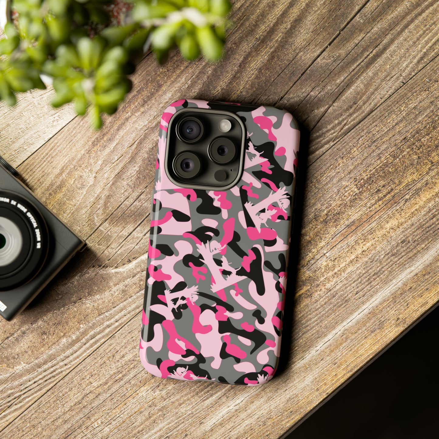 iPhone 15, Pro, Plus and Pro Max Tough Phone Cases in Pink Coon Hunting Camo - coonhoundin