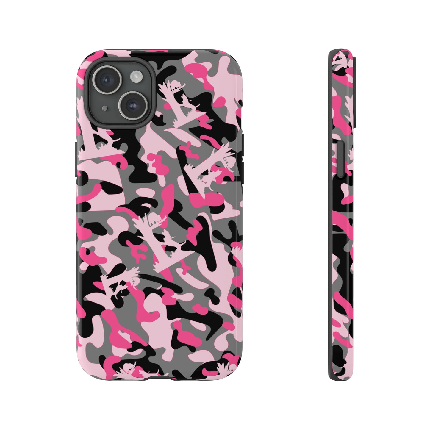 iPhone 15, Pro, Plus and Pro Max Tough Phone Cases in Pink Coon Hunting Camo - coonhoundin