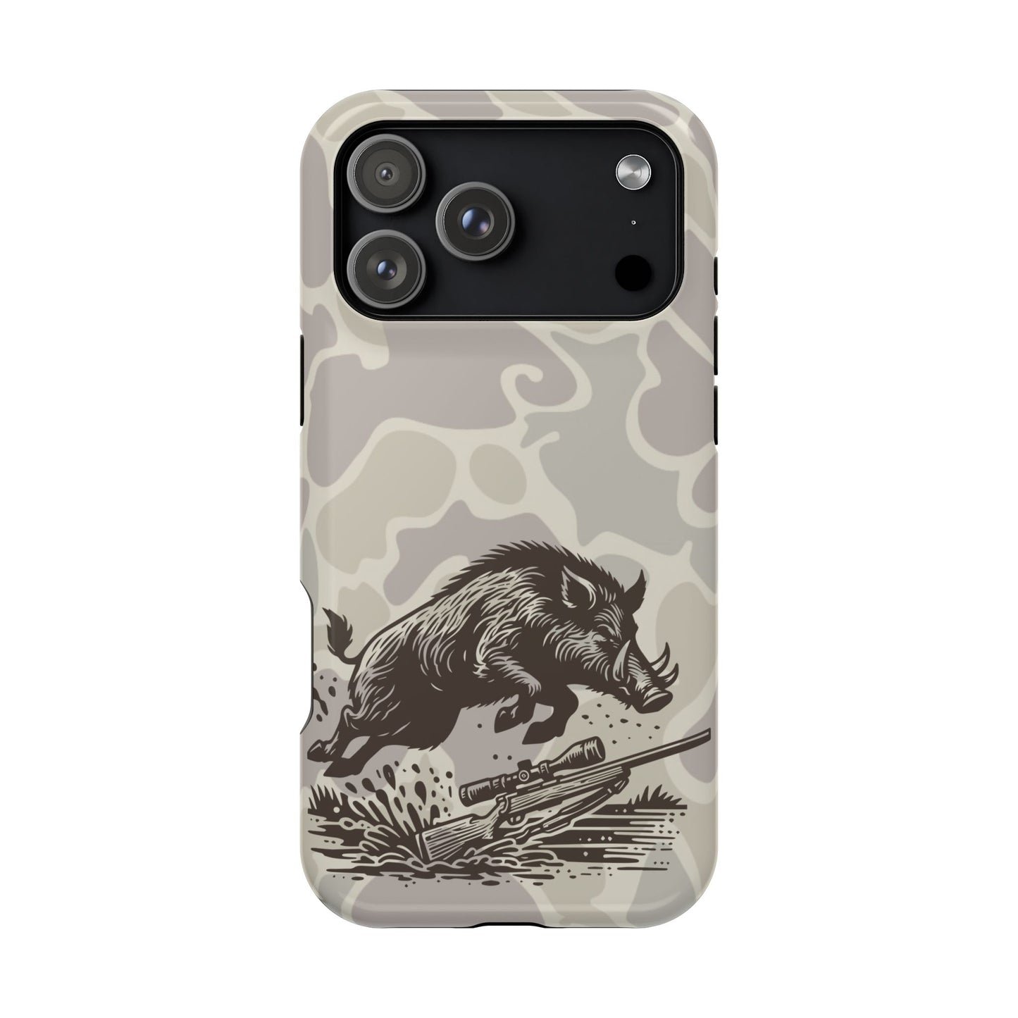 Wild Boar Hog Hunting Phone Case, iPhone 17 Impact-Resistant Cover, Gift for Hunters, Unique Camo Design, Phone Accessories