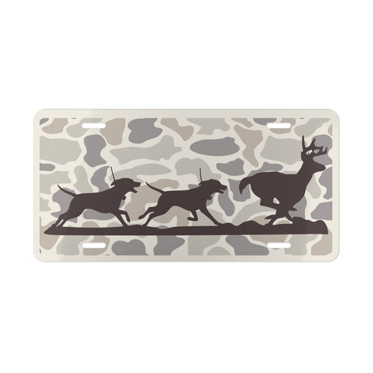 Deer Hunting Hounds Camo Vanity License Plate for Hunters