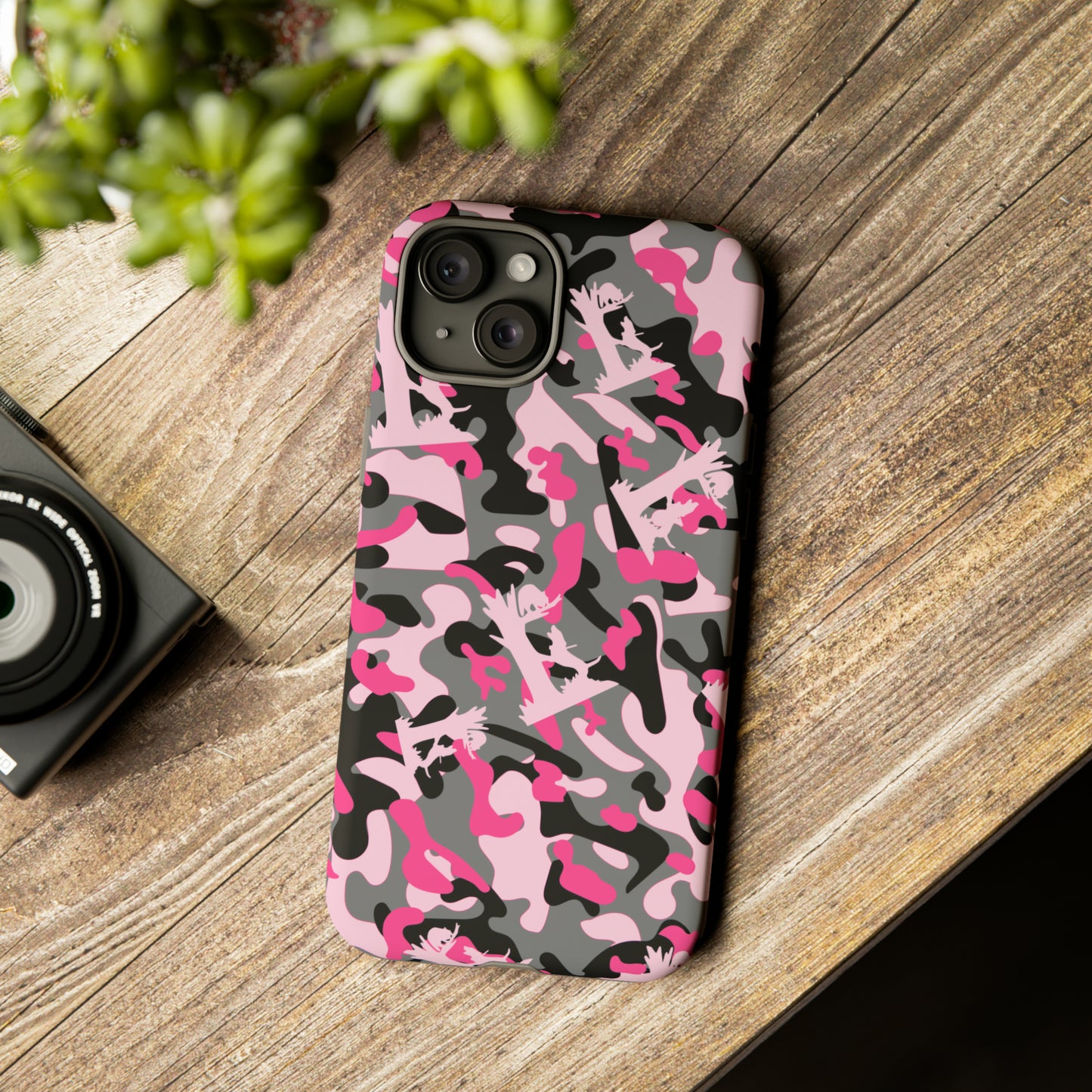 iPhone 15, Pro, Plus and Pro Max Tough Phone Cases in Pink Coon Hunting Camo - coonhoundin