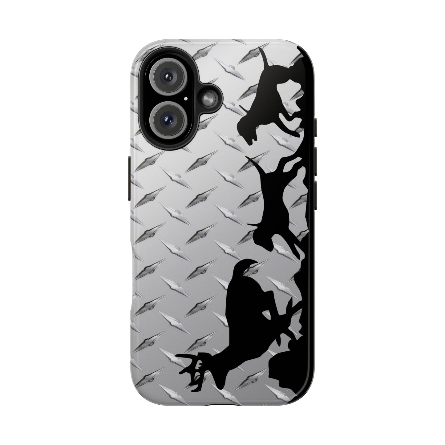 Diamond Plate Hounds Chasing Deer Hunting Tough Phone Cases for iPhone 16 - coonhoundin