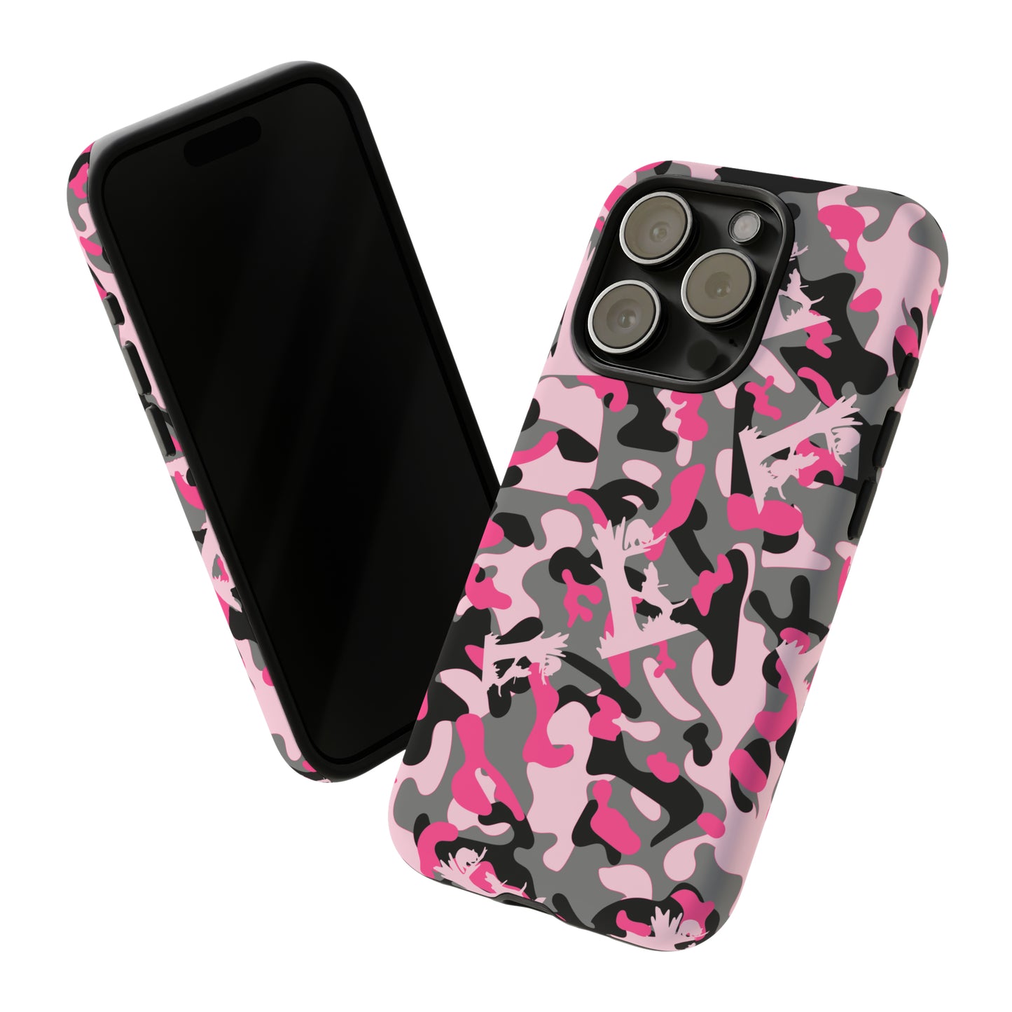 iPhone 15, Pro, Plus and Pro Max Tough Phone Cases in Pink Coon Hunting Camo - coonhoundin