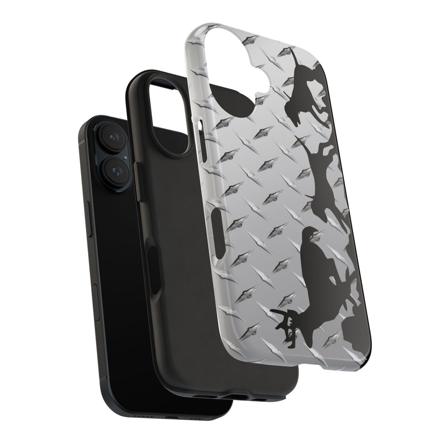 Diamond Plate Hounds Chasing Deer Hunting Tough Phone Cases for iPhone 16 - coonhoundin