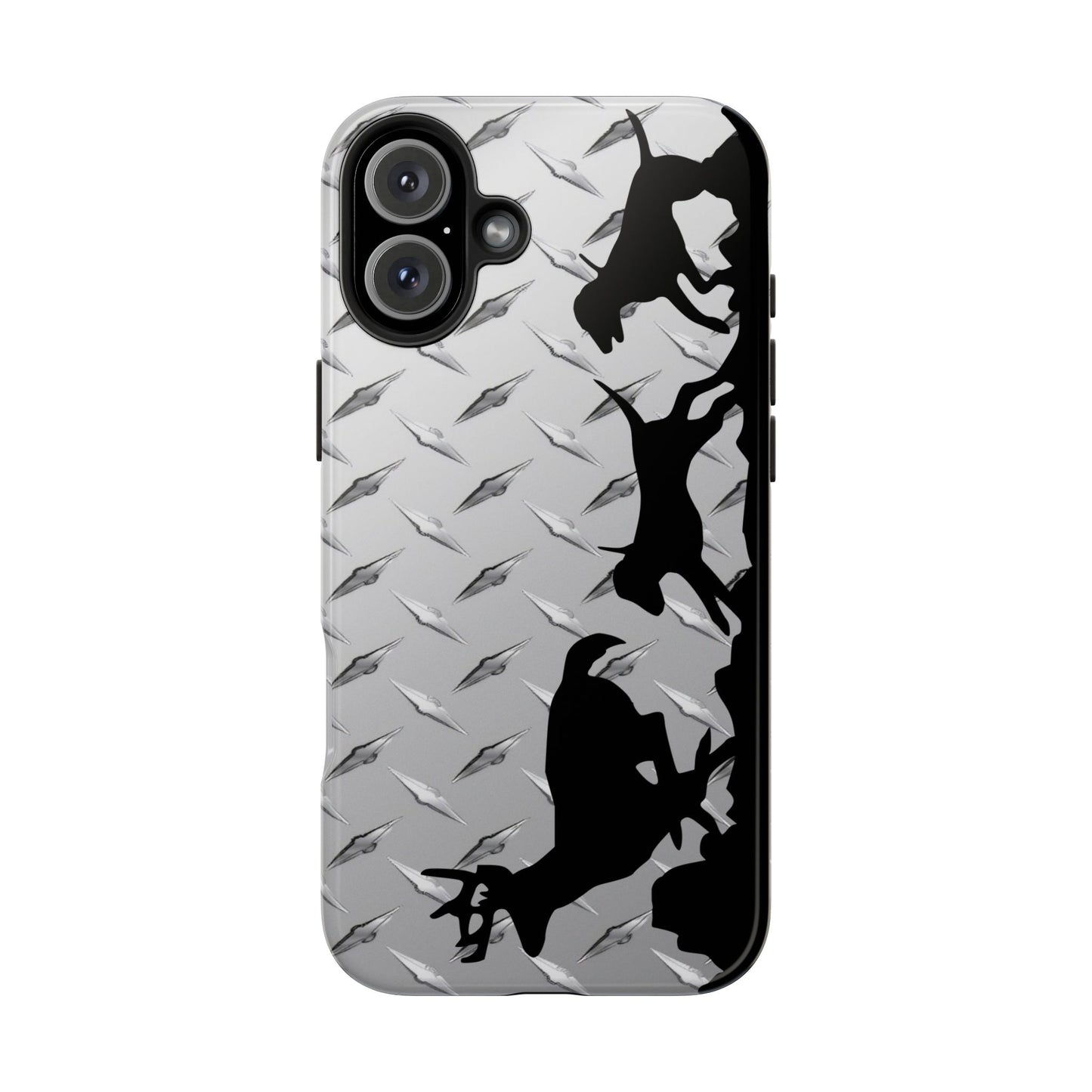 Diamond Plate Hounds Chasing Deer Hunting Tough Phone Cases for iPhone 16 - coonhoundin