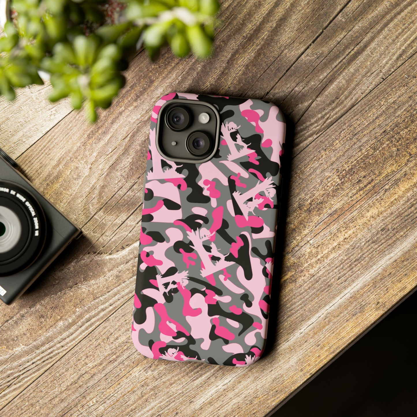 iPhone 15, Pro, Plus and Pro Max Tough Phone Cases in Pink Coon Hunting Camo - coonhoundin