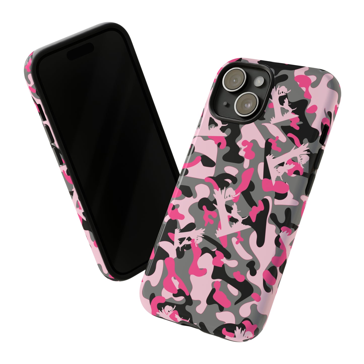 iPhone 15, Pro, Plus and Pro Max Tough Phone Cases in Pink Coon Hunting Camo - coonhoundin