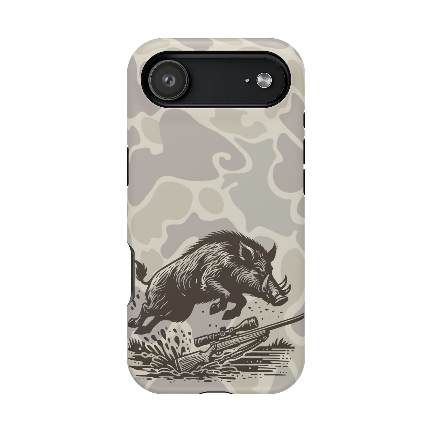 Wild Boar Hog Hunting Phone Case, iPhone 17 Impact-Resistant Cover, Gift for Hunters, Unique Camo Design, Phone Accessories