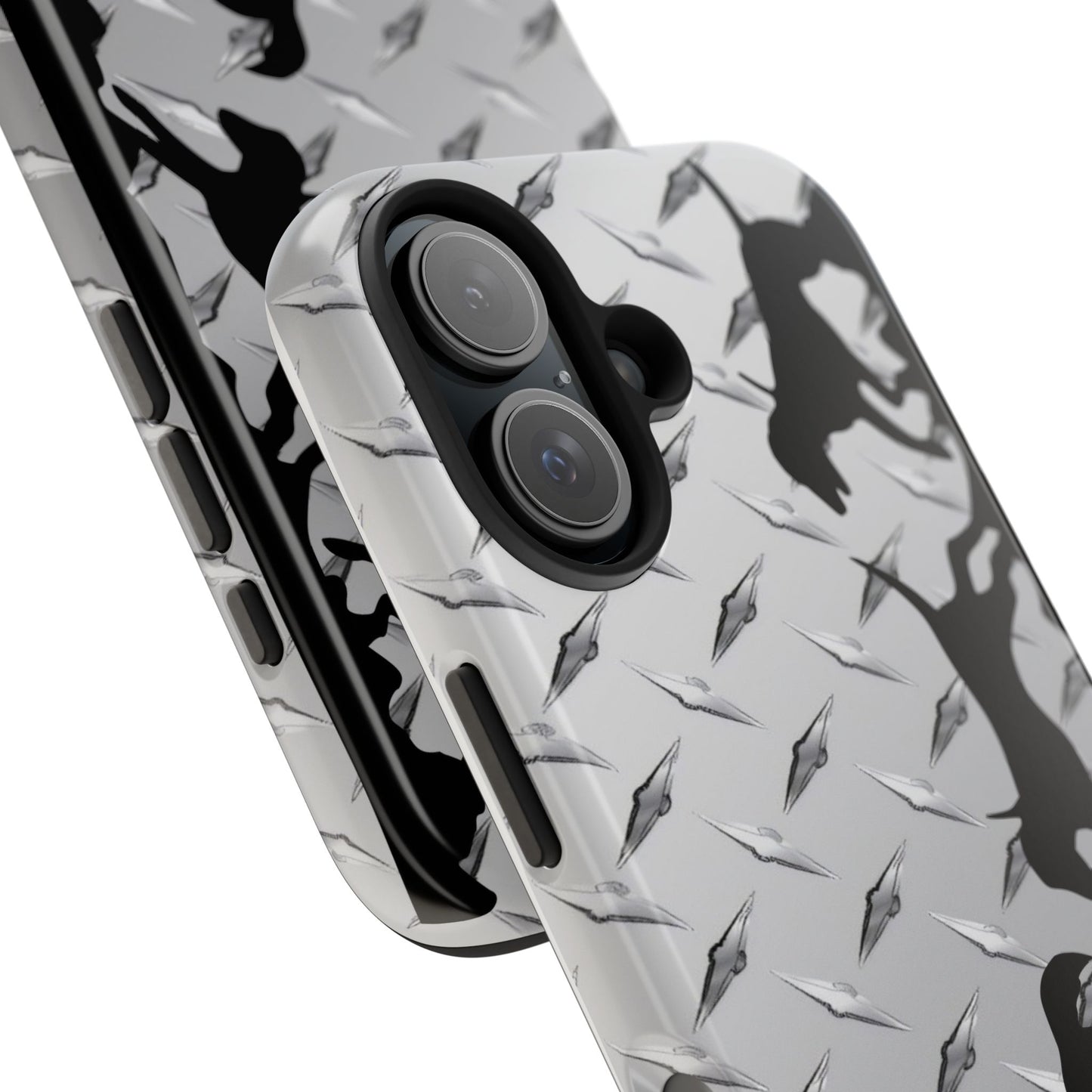 Diamond Plate Hounds Chasing Deer Hunting Tough Phone Cases for iPhone 16 - coonhoundin