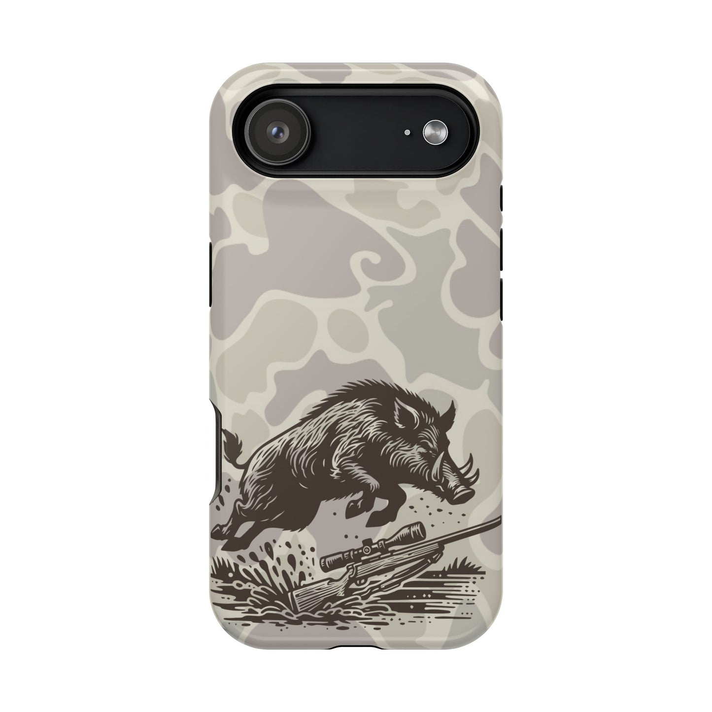 Wild Boar Hog Hunting Phone Case, iPhone 17 Impact-Resistant Cover, Gift for Hunters, Unique Camo Design, Phone Accessories