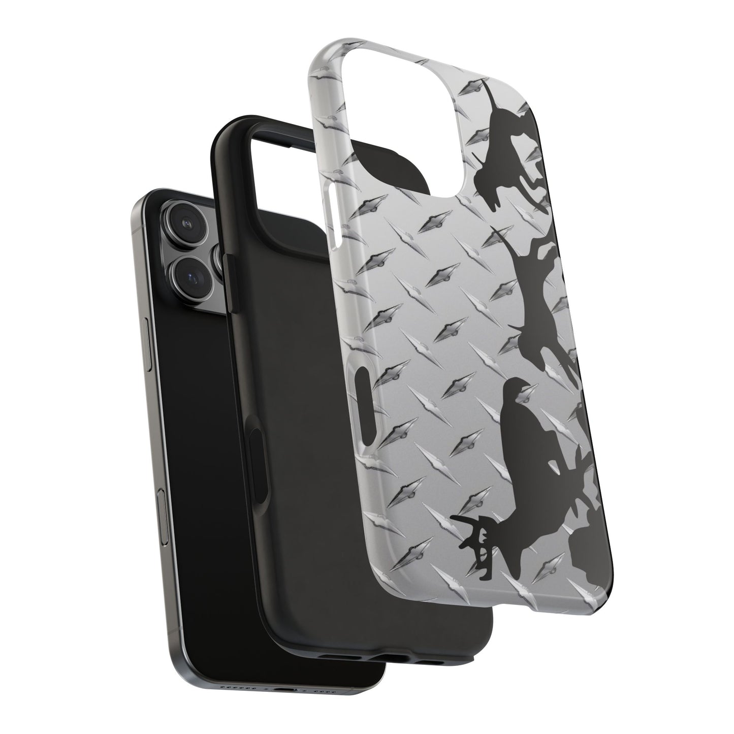 Diamond Plate Hounds Chasing Deer Hunting Tough Phone Cases for iPhone 16 - coonhoundin