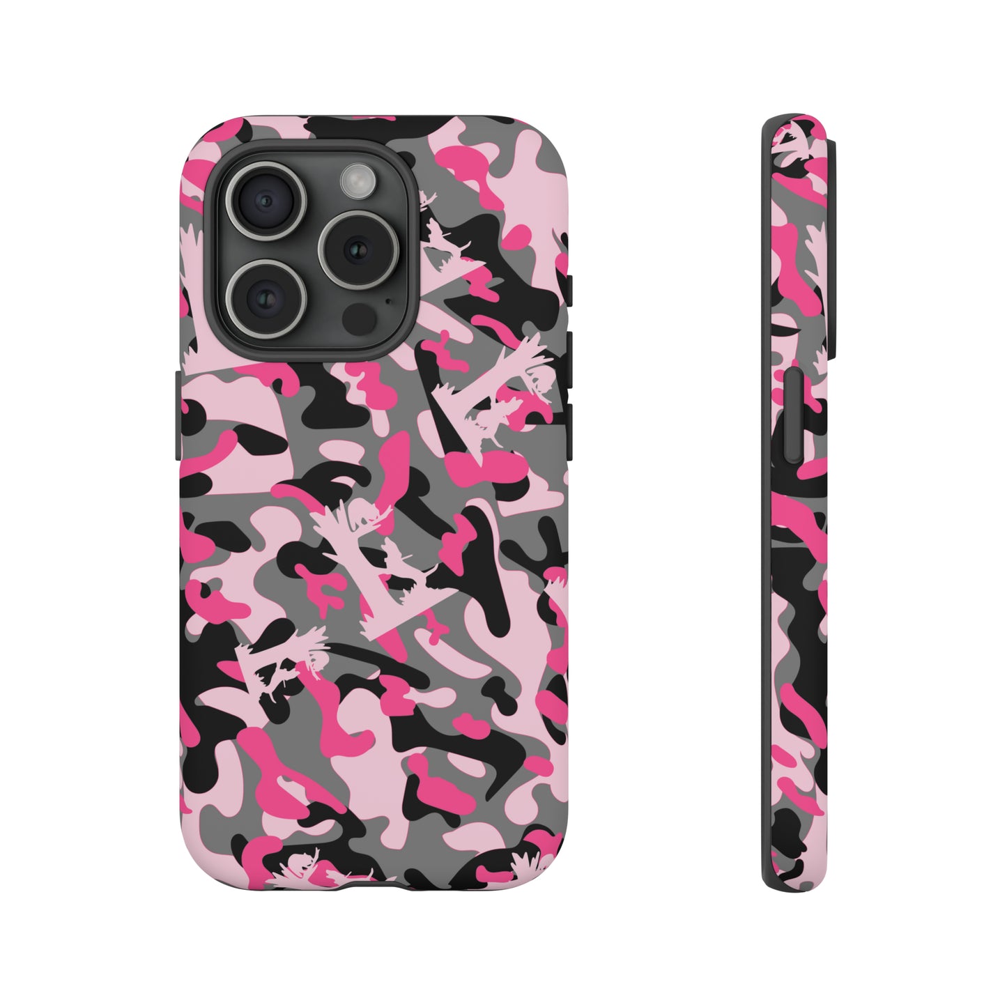 iPhone 15, Pro, Plus and Pro Max Tough Phone Cases in Pink Coon Hunting Camo - coonhoundin