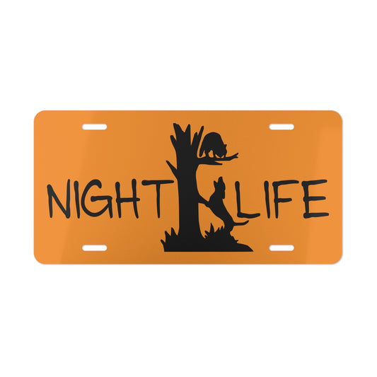 Night Life Coon Hunting Orange License Plate - coonhoundin