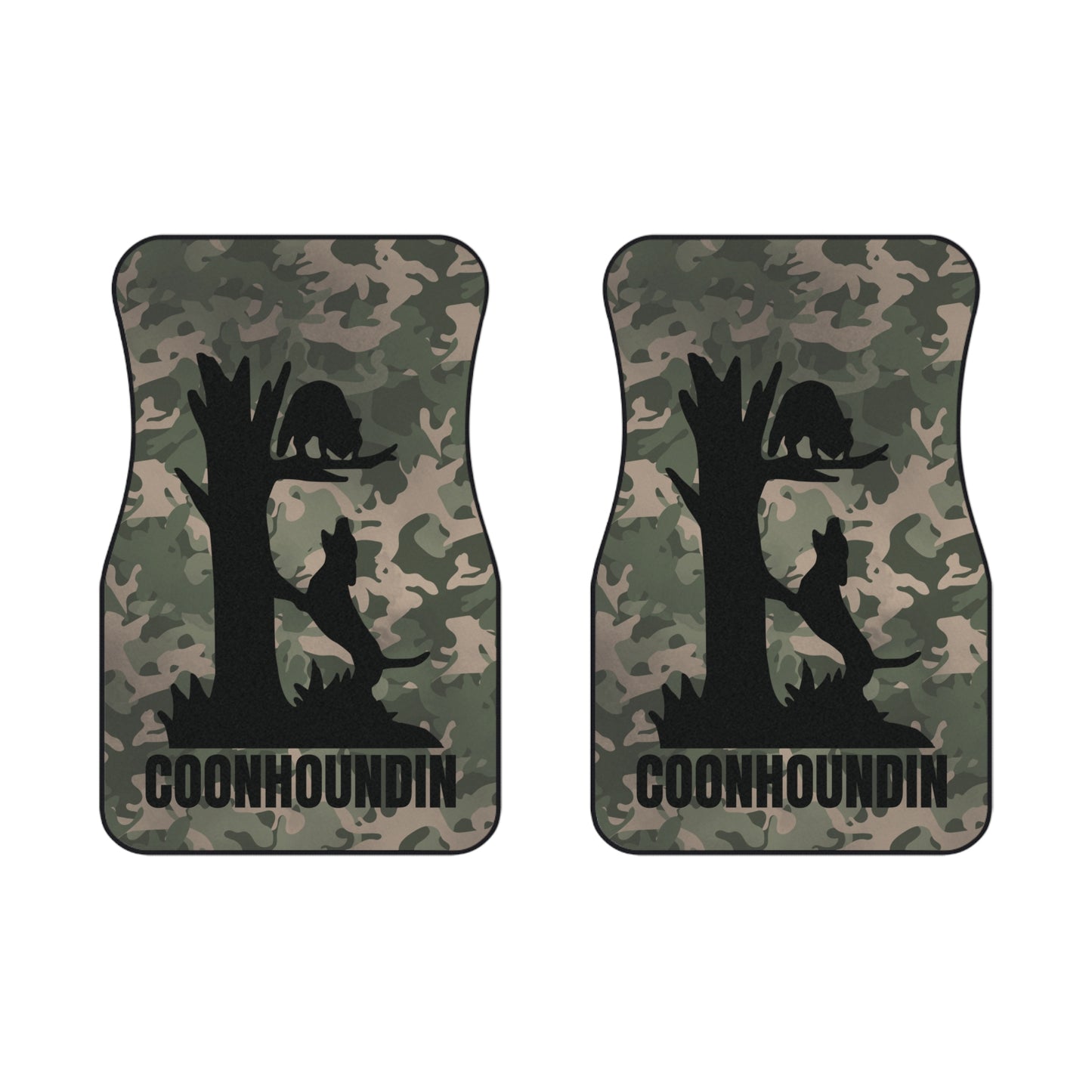 Custom Vintage Camo Night Life Coon Hunting Set of Front Car Mats - coonhoundin