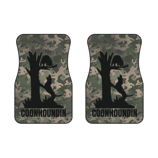 Custom Vintage Camo Night Life Coon Hunting Set of Front Car Mats - coonhoundin