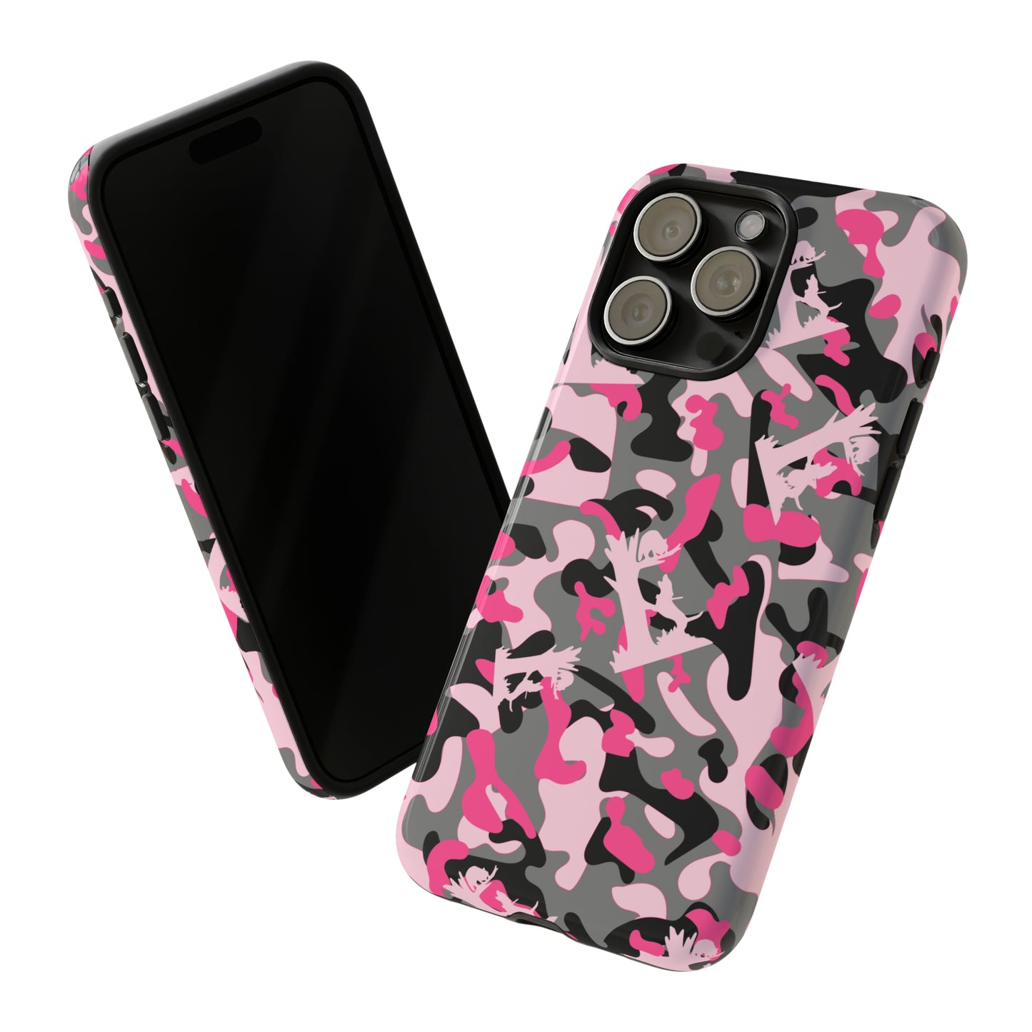 iPhone 15, Pro, Plus and Pro Max Tough Phone Cases in Pink Coon Hunting Camo - coonhoundin