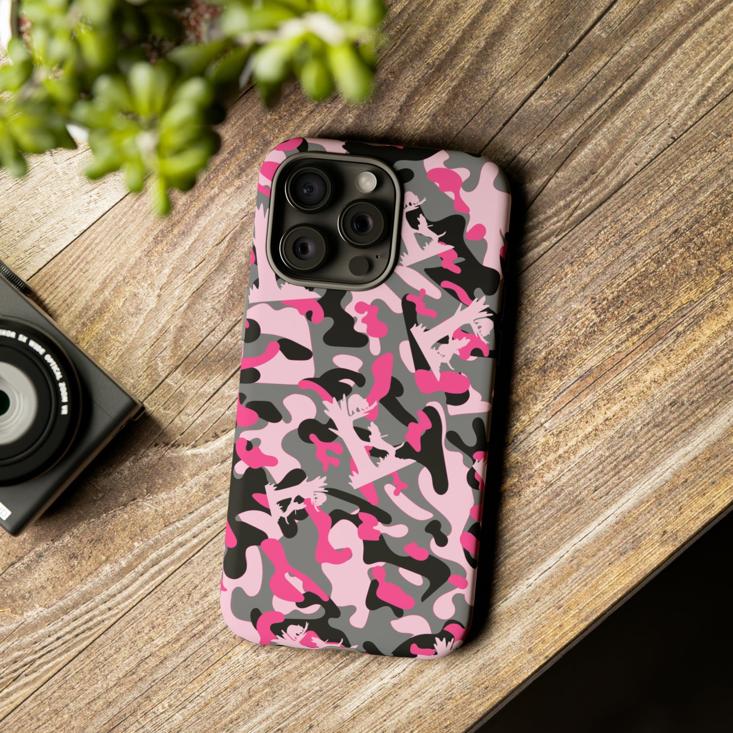 iPhone 15, Pro, Plus and Pro Max Tough Phone Cases in Pink Coon Hunting Camo - coonhoundin