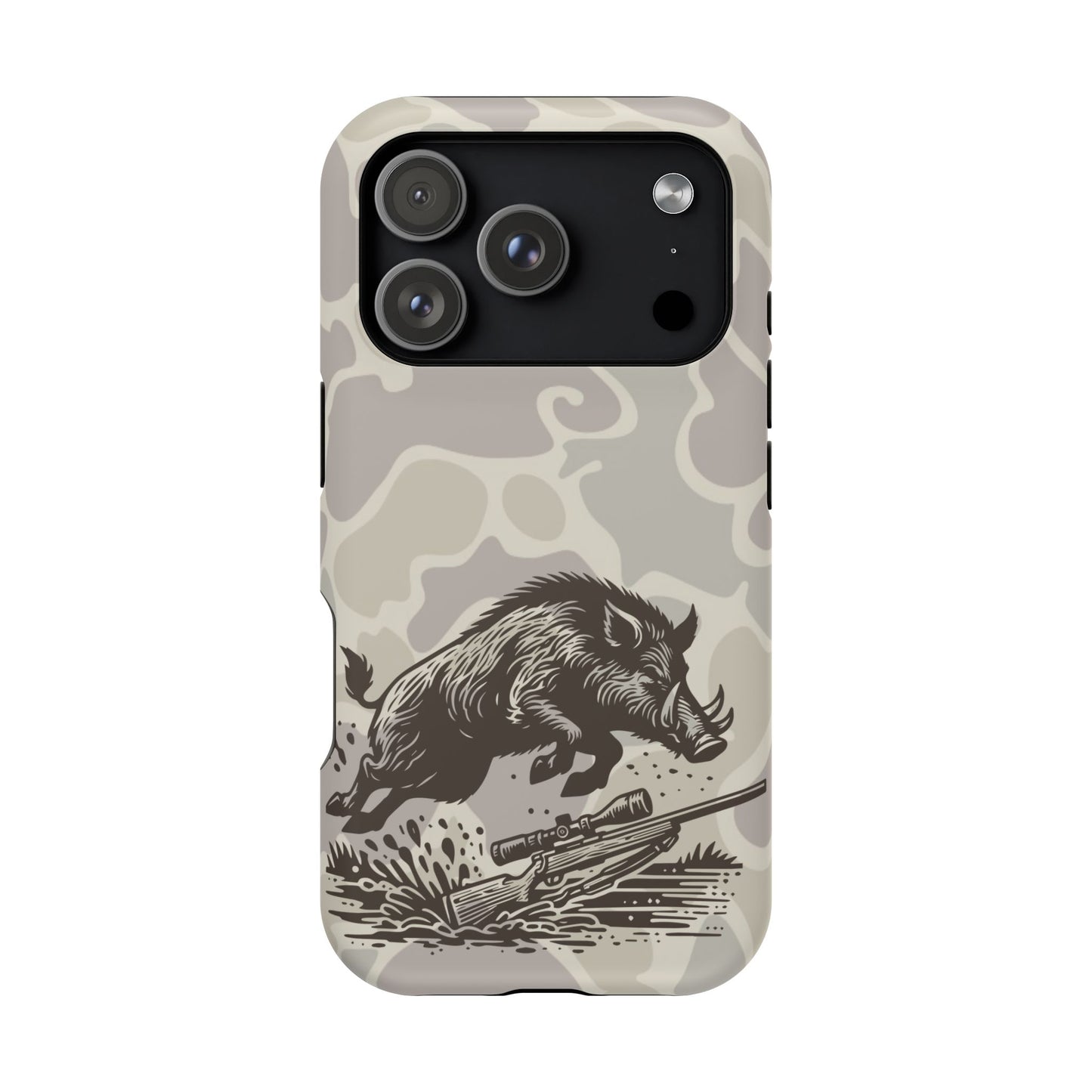 Wild Boar Hog Hunting Phone Case, iPhone 17 Impact-Resistant Cover, Gift for Hunters, Unique Camo Design, Phone Accessories