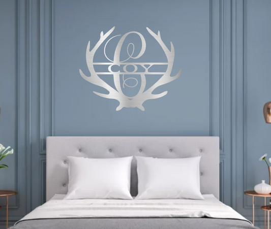 Antler Monogram Personalized Steel Sign - coonhoundin