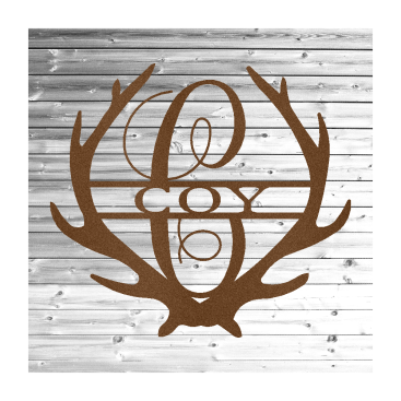 Antler Monogram Personalized Steel Sign - coonhoundin