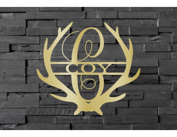 Antler Monogram Personalized Steel Sign - coonhoundin