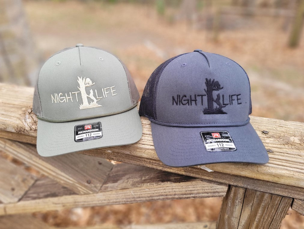 Night Life Coon Hunting Richardson 5-Panel Rope Snapback Mesh Trucker Hat - coonhoundin