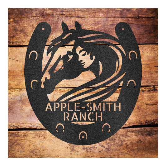 Horse in Horseshoe Personalized Steel Sign - coonhoundin