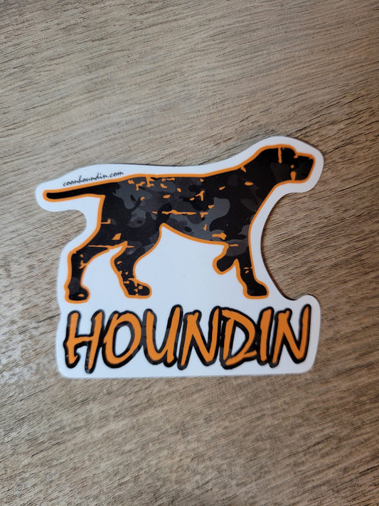 Hound Black Camo Waterproof Sticker - coonhoundin