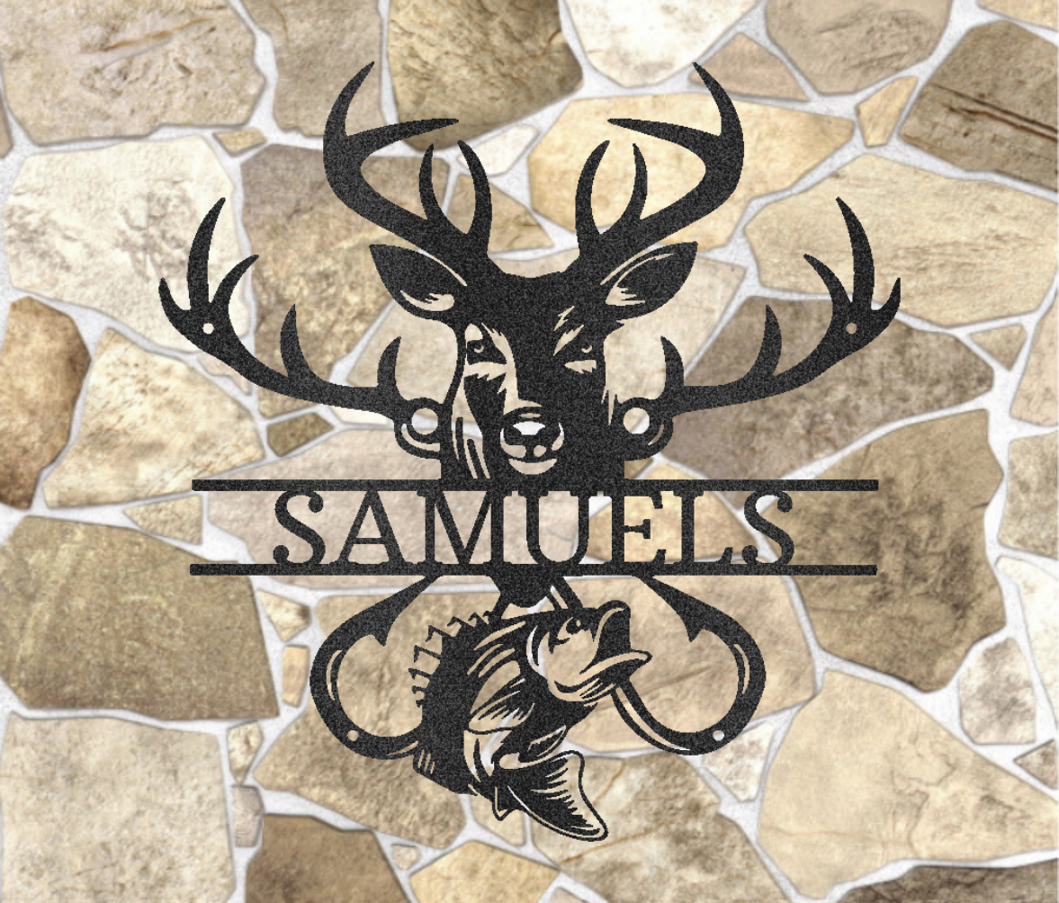 Deer Hunting and Fishing Custom Steel Sign - coonhoundin