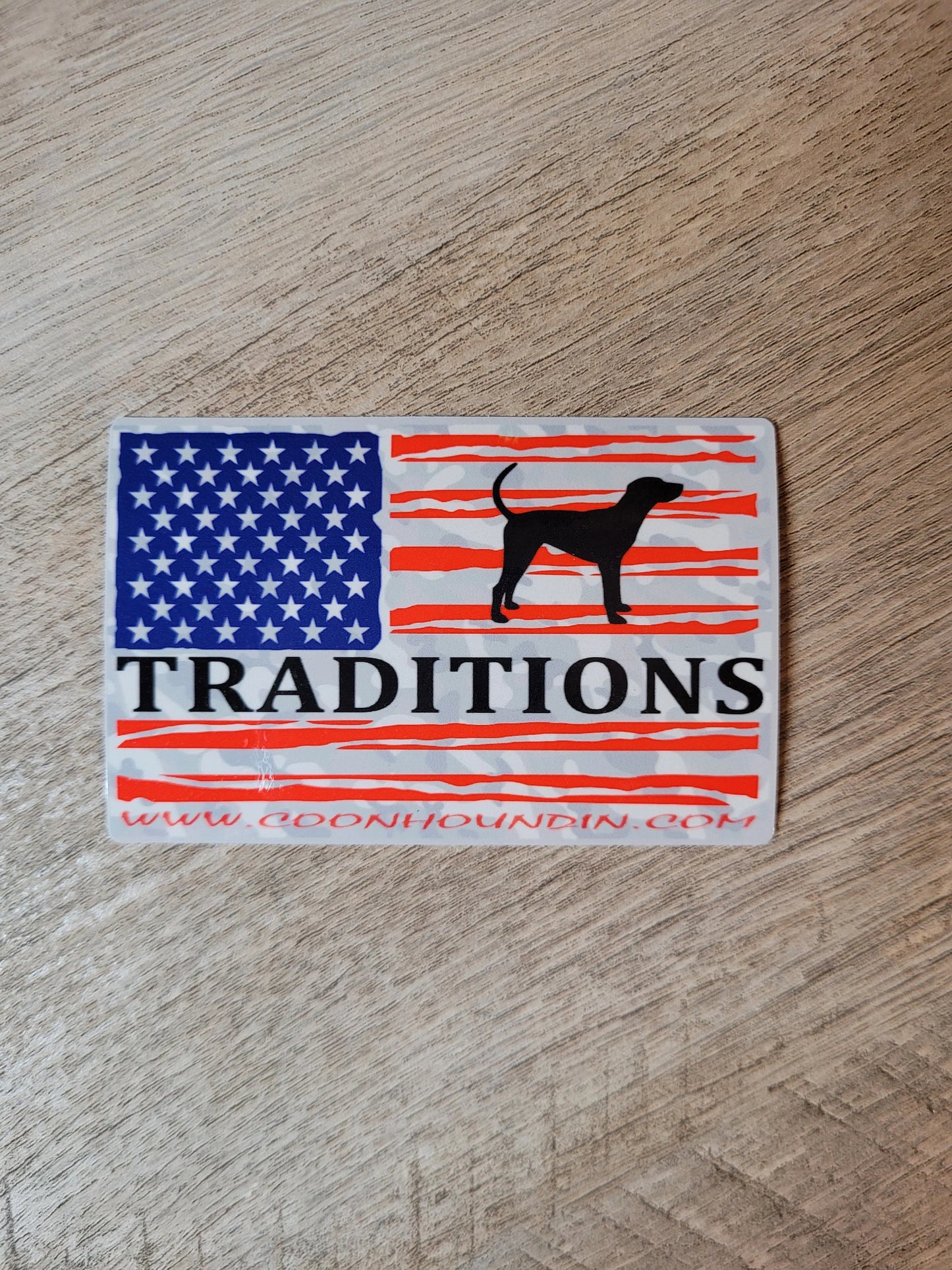 Hound Traditions Flag Camo Waterproof Sticker - coonhoundin