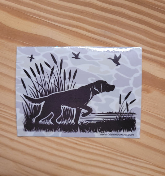 Camo Duck Hunting Retriever Short Haired Pointer Waterproof UV Resistant Sticker - coonhoundin