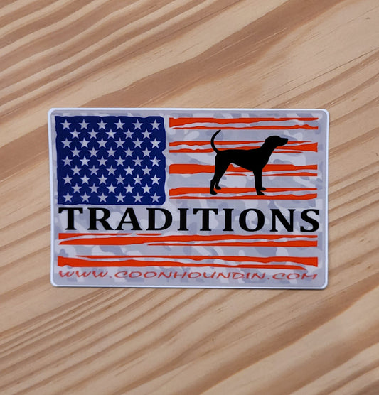 Hound Traditions Flag Camo Waterproof Sticker - coonhoundin