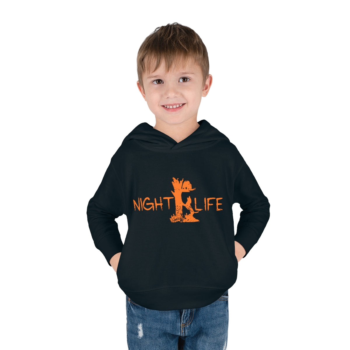 Treed Coon Night Life Toddler Pullover Fleece Hoodie - coonhoundin