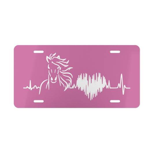 Horse Heartbeat Pink License Plate - coonhoundin