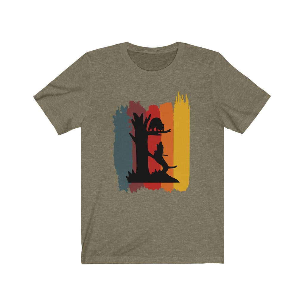 Treed Raccoon Stripes Coon Hunting Unisex Jersey Short Sleeve Tee - coonhoundin