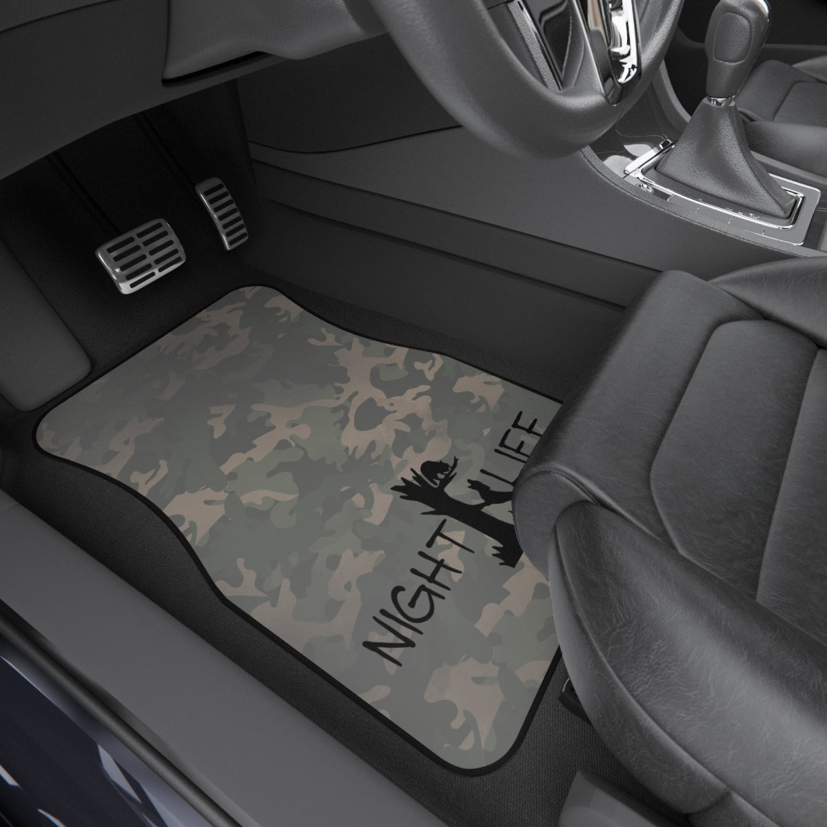 Vintage Camo Night Life Coon Hunting Set of Front Car Mats - coonhoundin