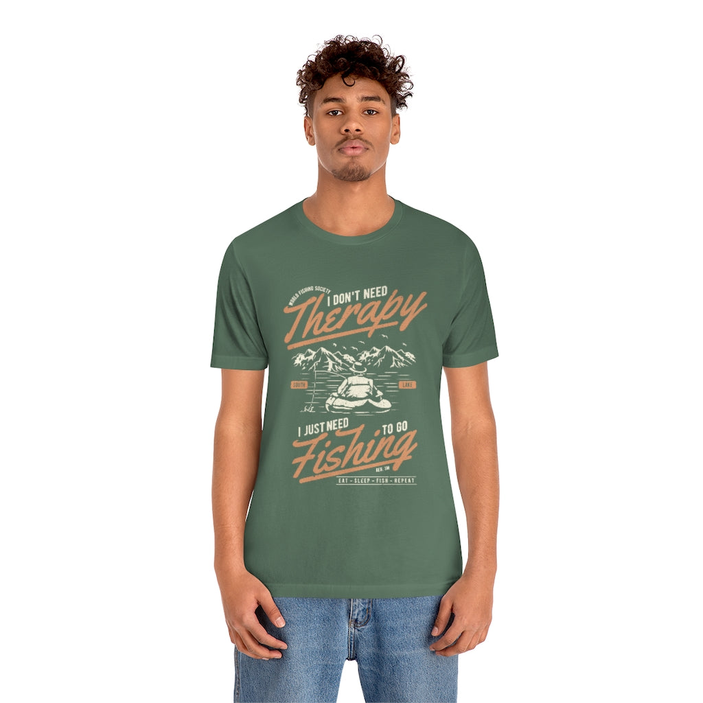 Fishing Therapy Unisex Jersey Short Sleeve Tee - coonhoundin