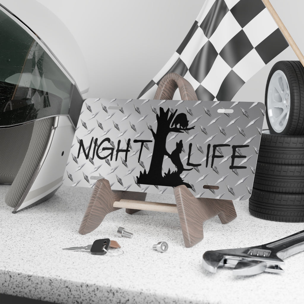 Night Life Coon Hunting Diamond License Plate - coonhoundin