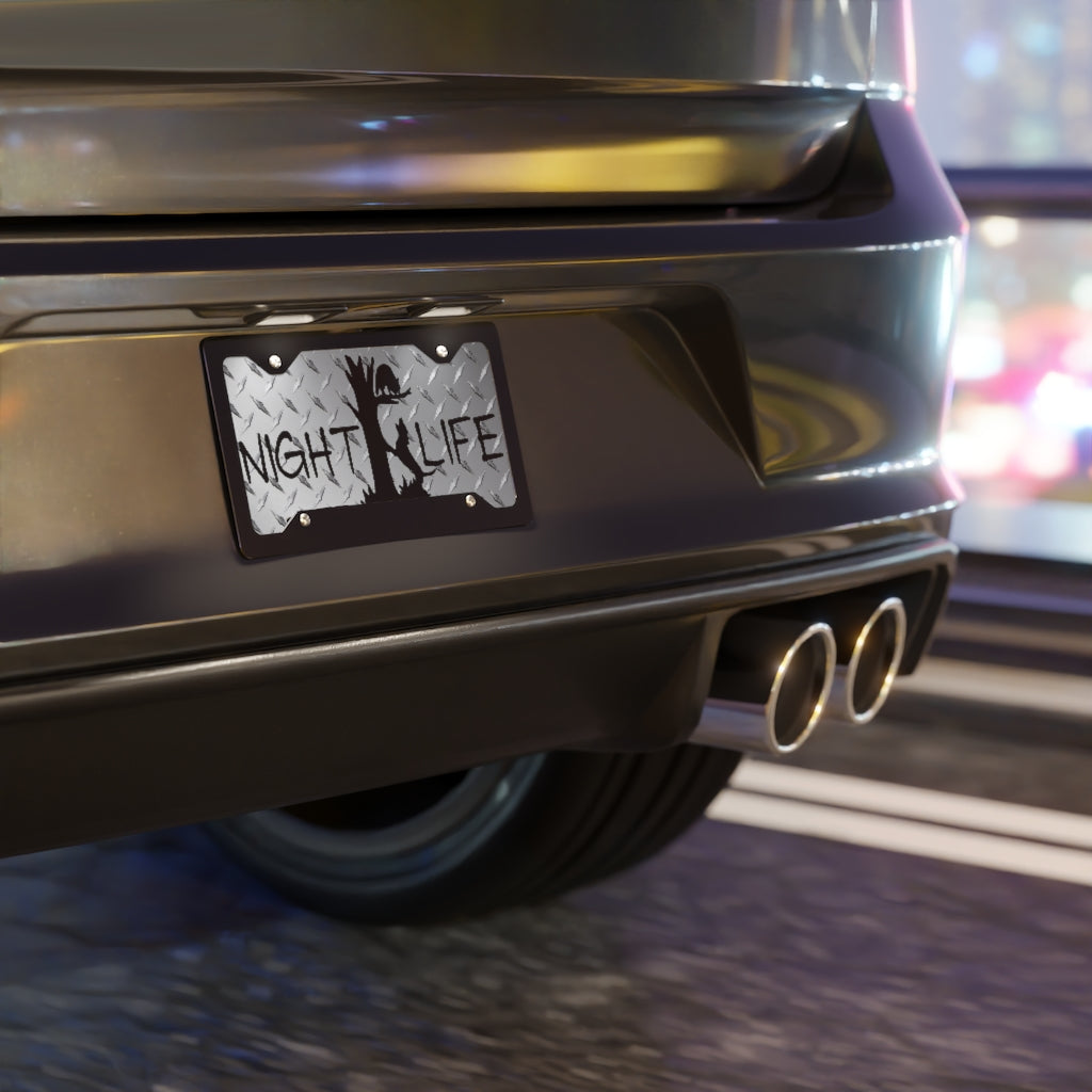 Night Life Coon Hunting Diamond License Plate - coonhoundin