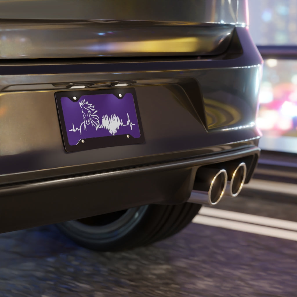 Horse Heartbeat Purple License Plate - coonhoundin