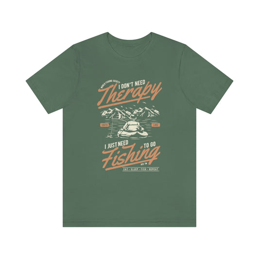 Fishing Therapy Unisex Jersey Short Sleeve Tee - coonhoundin