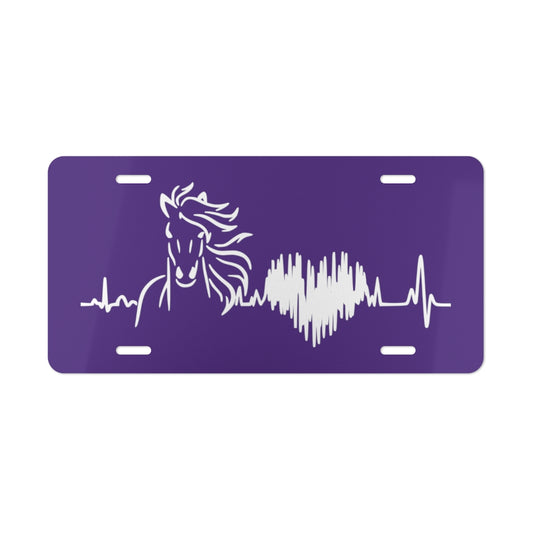 Horse Heartbeat Purple License Plate - coonhoundin